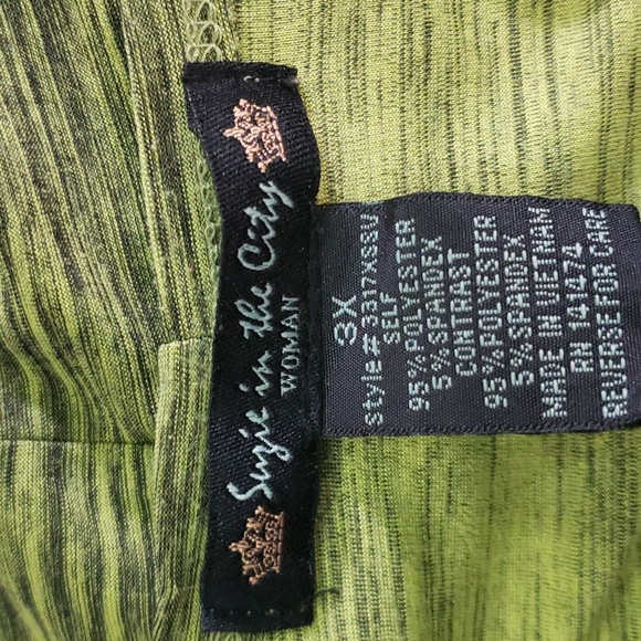 Suzie In The City Size 3X Green & Blk Cowl Neck w/Built In Cami High Quality - Picture 5 of 6